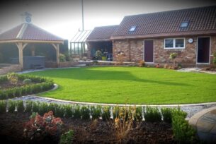  garden lawn area with natural planting.