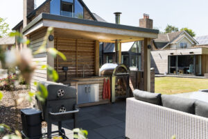 Cedar built outdoor kitchen