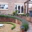 sloping garden using sleepers and planting