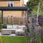 Modern garden with metal pergola in Pocklington
