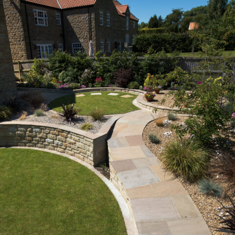 Terraced garden using natural stone