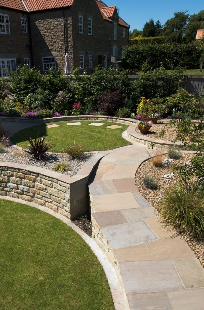 Terraced garden using natural stone