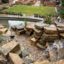 Natural pond and stream as part of a formal garden